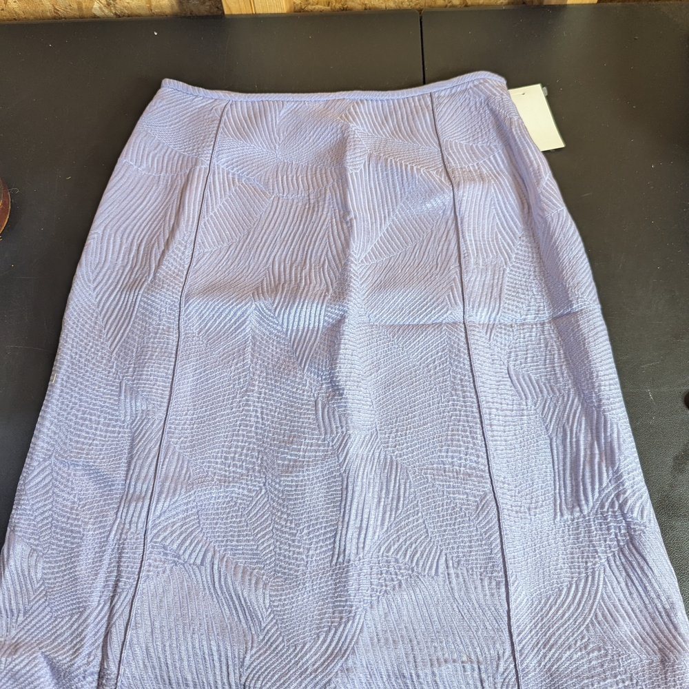 Purple Ribbed Midi Pencil Skirt for Work